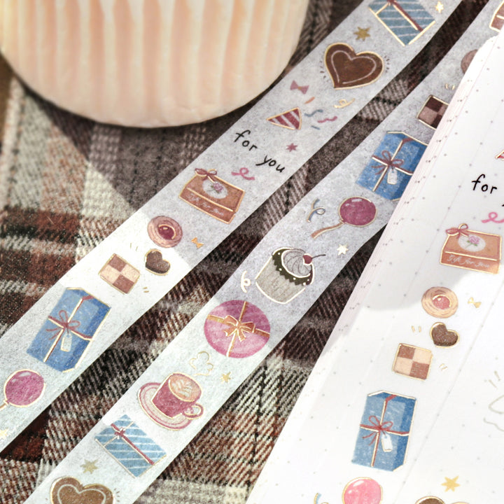 BGM Foil Stamping Masking Tape in Gift For You — BGM washi tape — decorative Japanese paper tape for journaling and craft, at Cityluxe Singapore