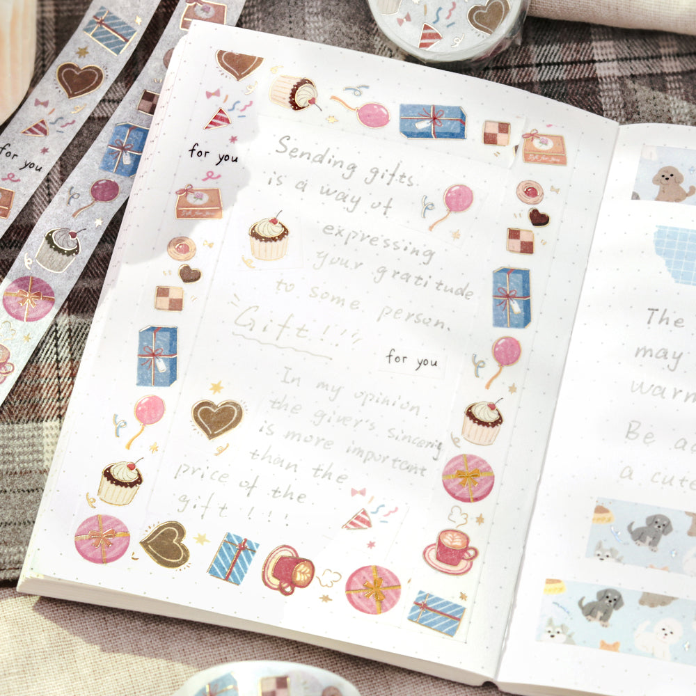 BGM Foil Stamping Masking Tape in Gift For You — BGM washi tape — decorative Japanese paper tape for journaling and craft, at Cityluxe Singapore
