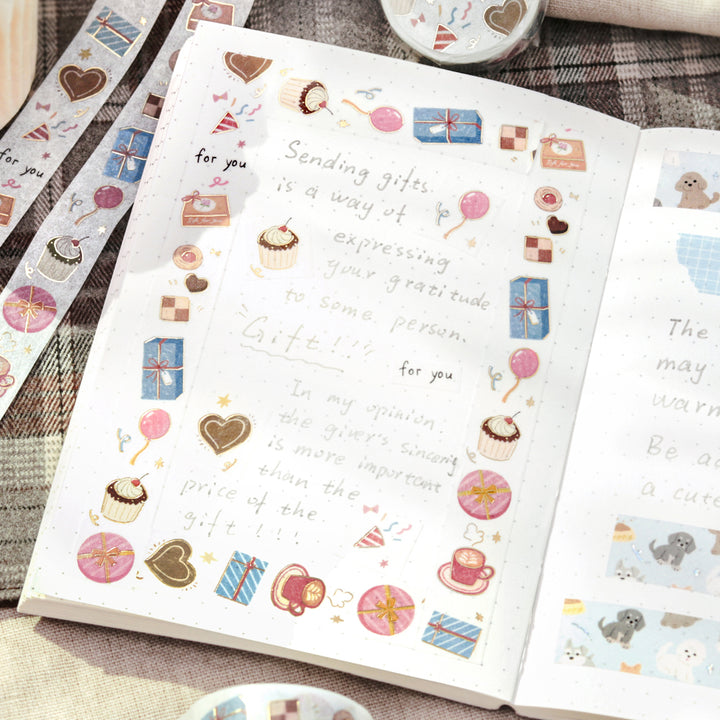 BGM Foil Stamping Masking Tape in Gift For You — BGM washi tape — decorative Japanese paper tape for journaling and craft, at Cityluxe Singapore