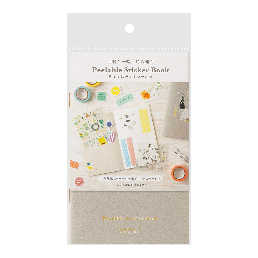 Midori Sticker Book with Pocket in Gray — Midori decorative sticker — for journaling, planners and scrapbooking, at Cityluxe Singapore
