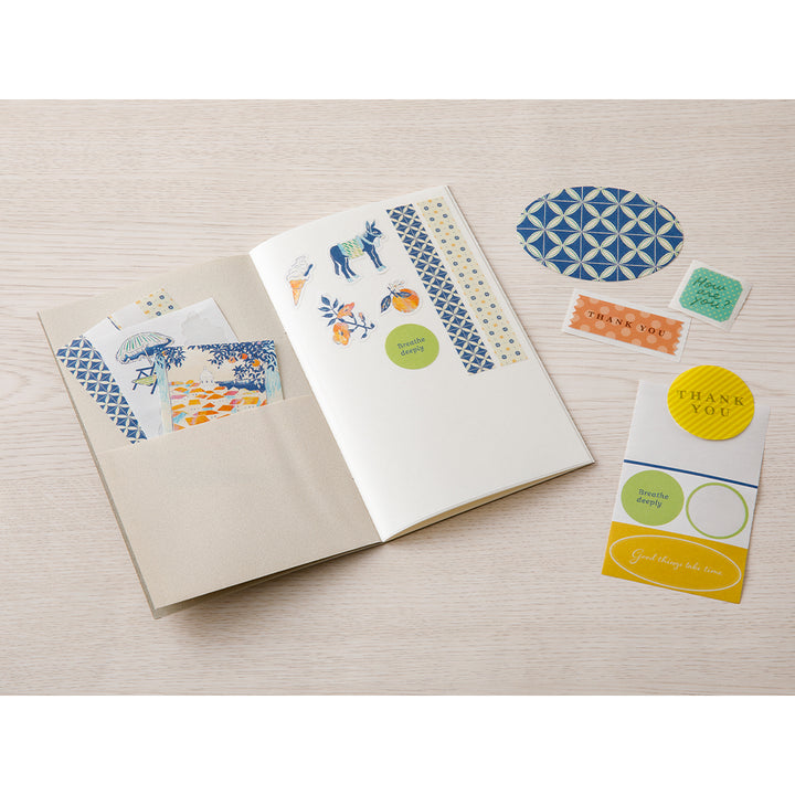 Midori Sticker Book with Pocket in Gray — Midori decorative sticker — for journaling, planners and scrapbooking, at Cityluxe Singapore