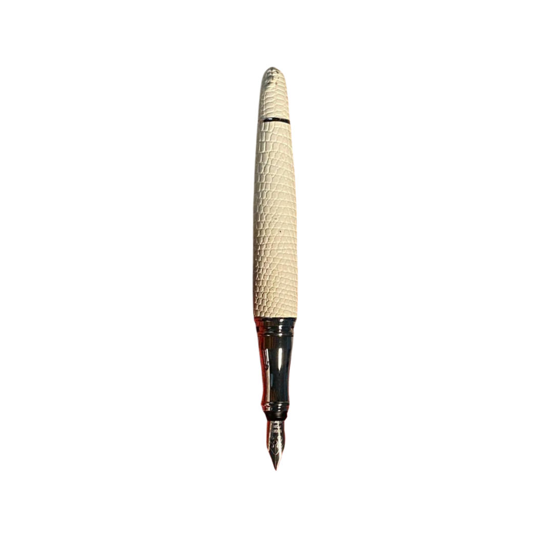 Luxo Limited Edition Leather Fountain Pen in Ivory (Fine Nib) — Luxo fountain pen — precision nib writing instrument, at Cityluxe Singapore stationery store