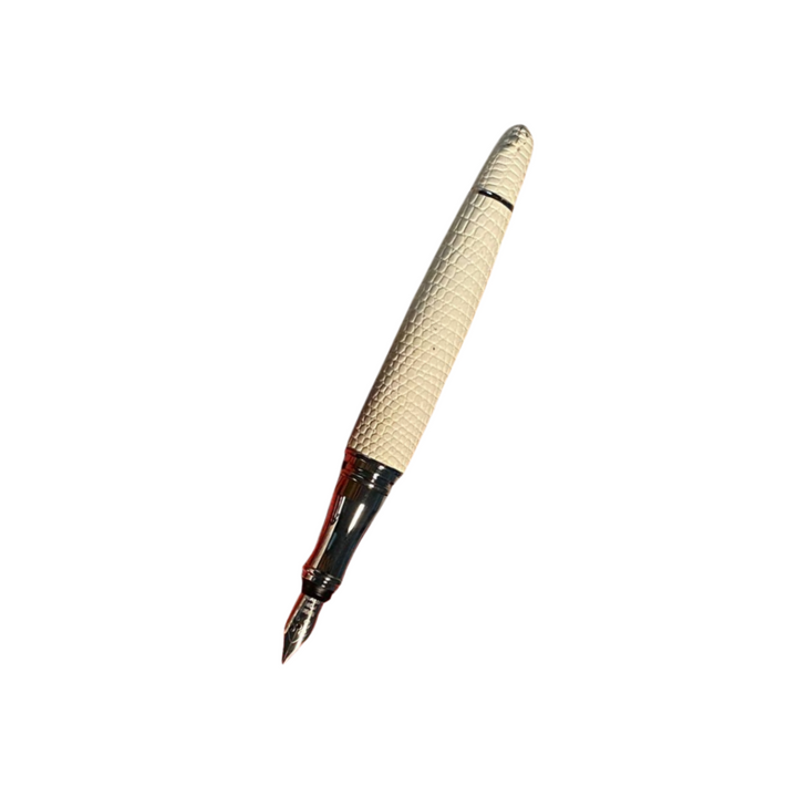Luxo Limited Edition Leather Fountain Pen in Ivory (Fine Nib) — Luxo fountain pen — precision nib writing instrument, at Cityluxe Singapore stationery store