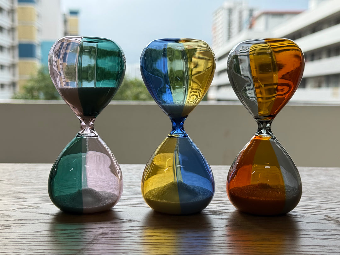 Hightide Hourglass (Bicolor) M in Yellow x Light Blue — Hightide hourglasses — premium stationery and lifestyle, at Cityluxe Singapore