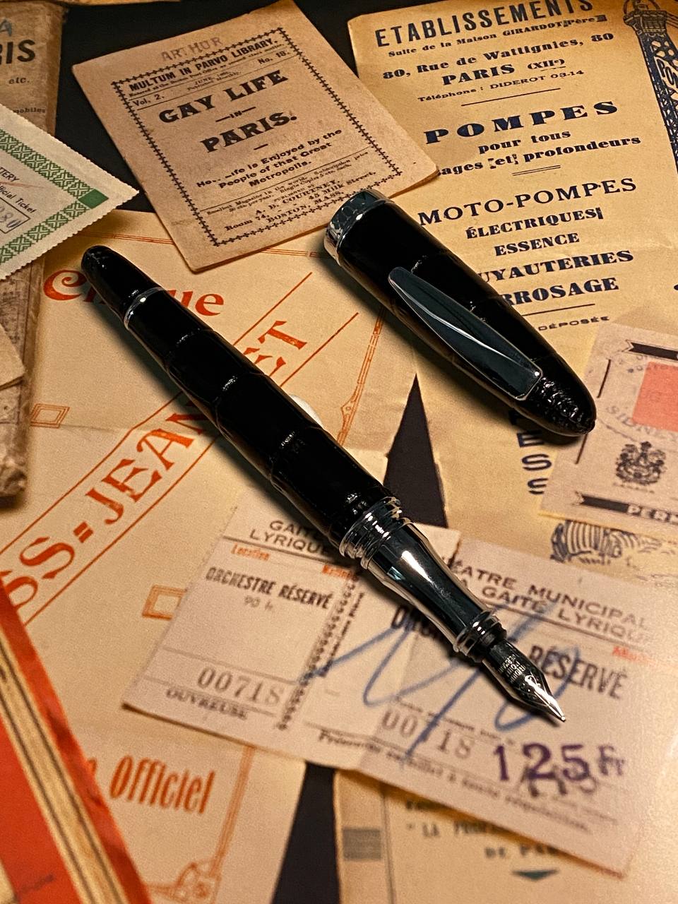 Luxo Limited Edition Leather Fountain Pen in Black (Fine Nib) — Luxo fountain pen — precision nib writing instrument, at Cityluxe Singapore stationery store