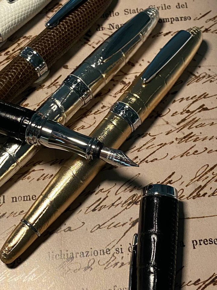 Luxo Limited Edition Leather Fountain Pen in Black (Fine Nib) — Luxo fountain pen — precision nib writing instrument, at Cityluxe Singapore stationery store