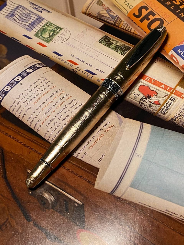 Luxo Limited Edition Leather Fountain Pen in Rose Gold (Fine Nib) — Luxo fountain pen — precision nib writing instrument, at Cityluxe Singapore stationery store