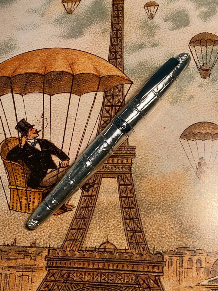 Luxo Limited Edition Leather Fountain Pen in Silver (Fine Nib) — Luxo fountain pen — precision nib writing instrument, at Cityluxe Singapore stationery store