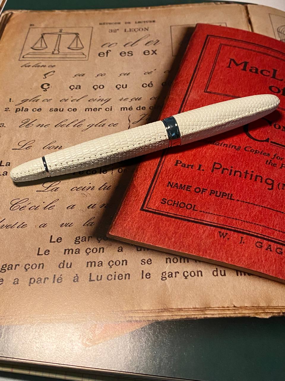 Luxo Limited Edition Leather Fountain Pen in Ivory (Fine Nib) — Luxo fountain pen — precision nib writing instrument, at Cityluxe Singapore stationery store