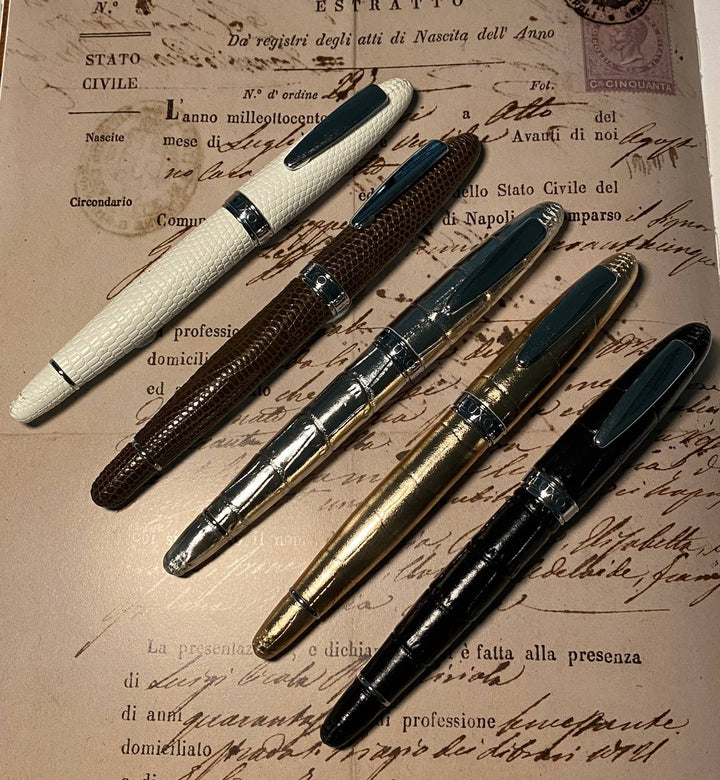 Luxo Limited Edition Leather Fountain Pen in Ivory (Fine Nib) — Luxo fountain pen — precision nib writing instrument, at Cityluxe Singapore stationery store