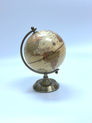 Luxo Antique Globe, Copper Metal Base - 14cm