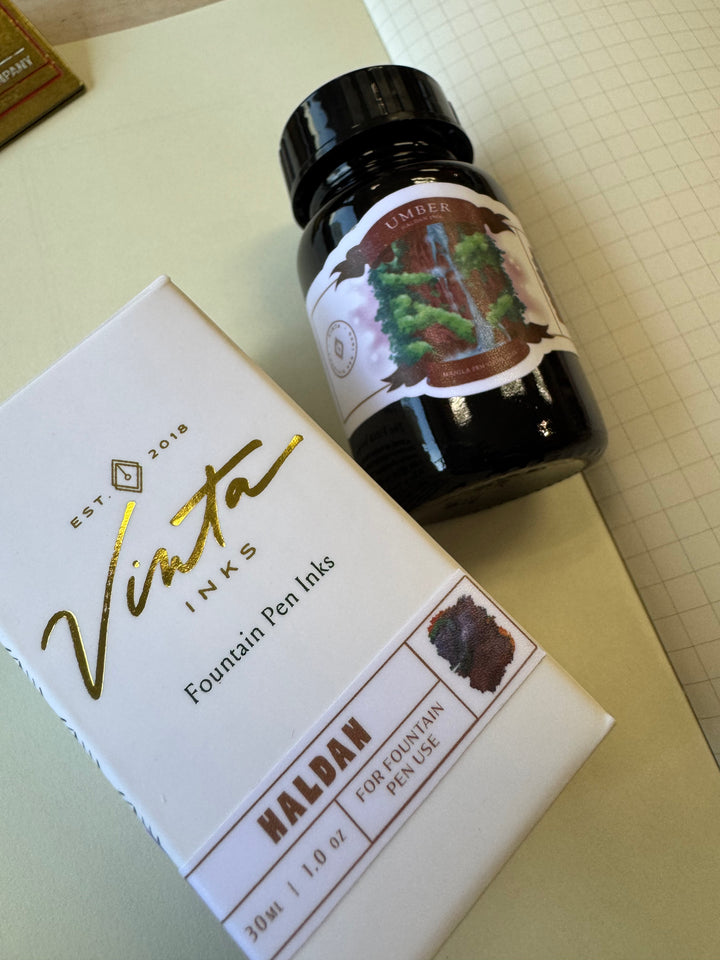 Vinta Inks 30ml Bottled Ink in Umber [Haldan 1986] — Vinta Inks fountain pen ink — premium bottled ink for writing, at Cityluxe Singapore