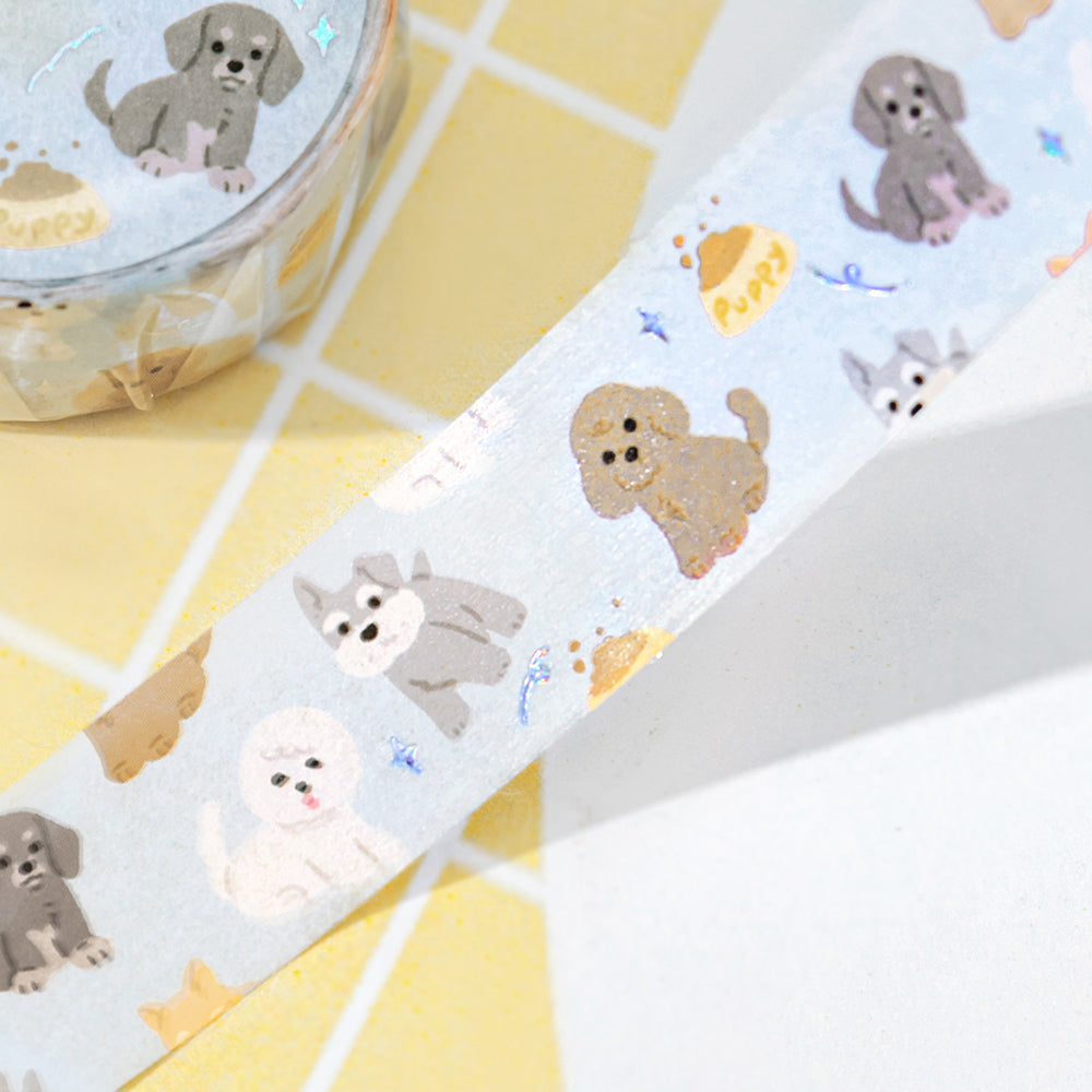 BGM Foil Stamping Masking Tape in I love Dog — BGM washi tape — decorative Japanese paper tape for journaling and craft, at Cityluxe Singapore
