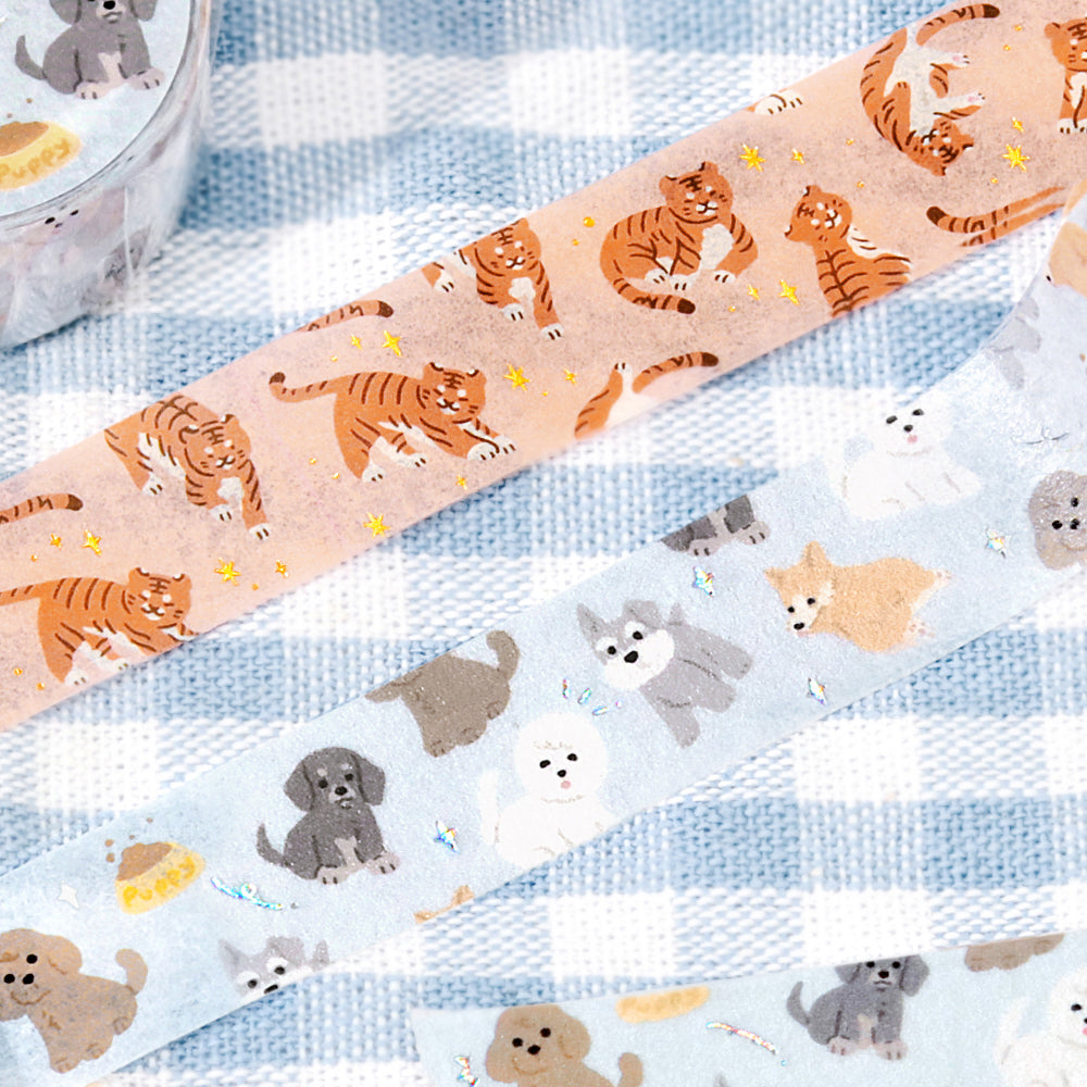 BGM Foil Stamping Masking Tape in I love Dog — BGM washi tape — decorative Japanese paper tape for journaling and craft, at Cityluxe Singapore