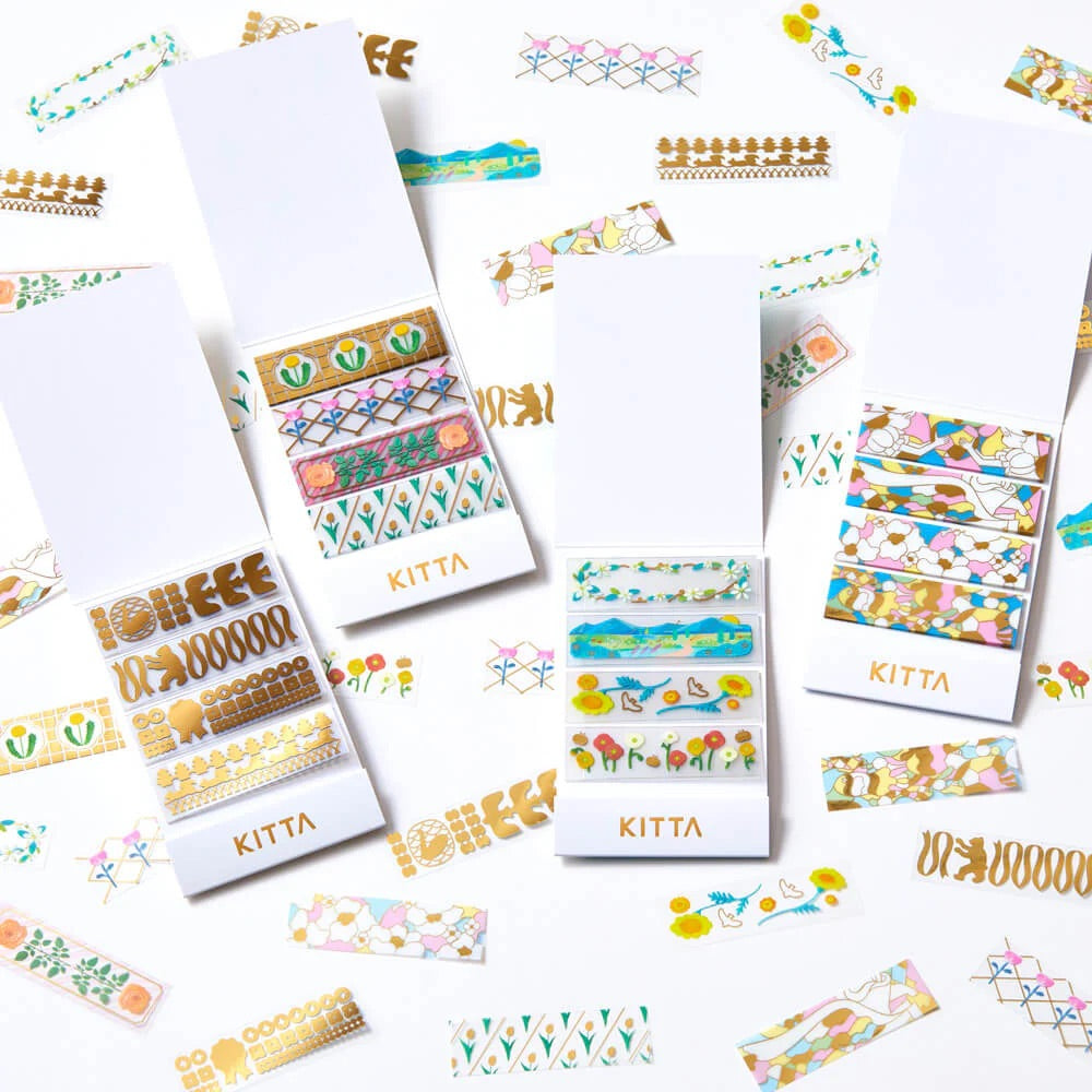 KITTA Masking Tape in Clear Gift (Gold Foil) — KITTA washi tape — decorative Japanese paper tape for journaling, at Cityluxe Singapore