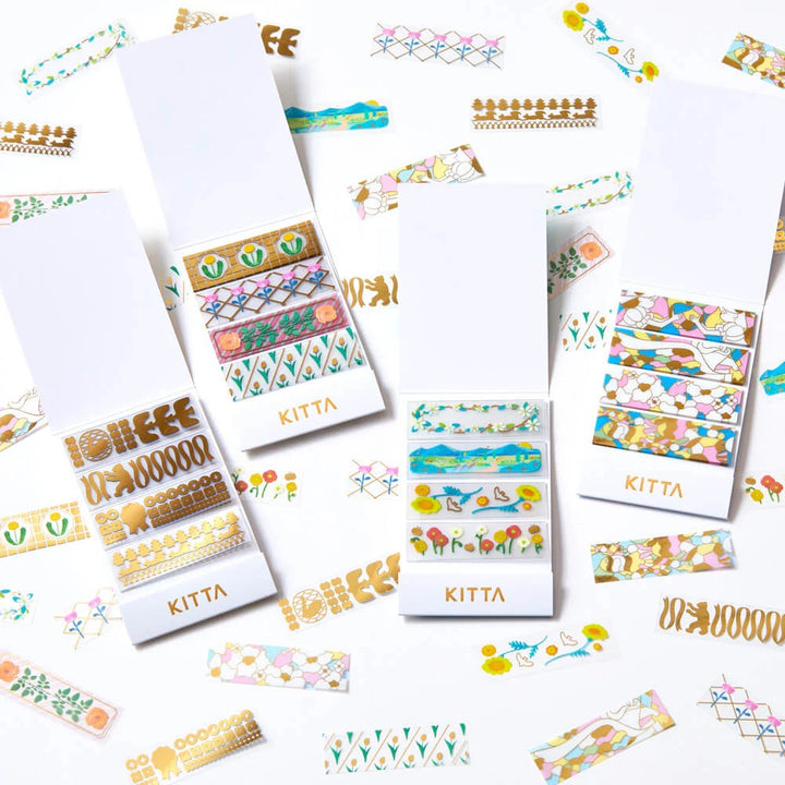 KITTA Masking Tape in Clear Gift (Gold Foil) — KITTA washi tape — decorative Japanese paper tape for journaling, at Cityluxe Singapore