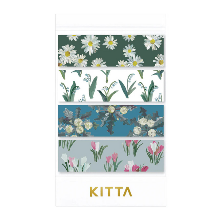 KITTA Washi Tape in Flower 9 — KITTA washi tape — decorative Japanese paper tape for journaling and craft, at Cityluxe Singapore