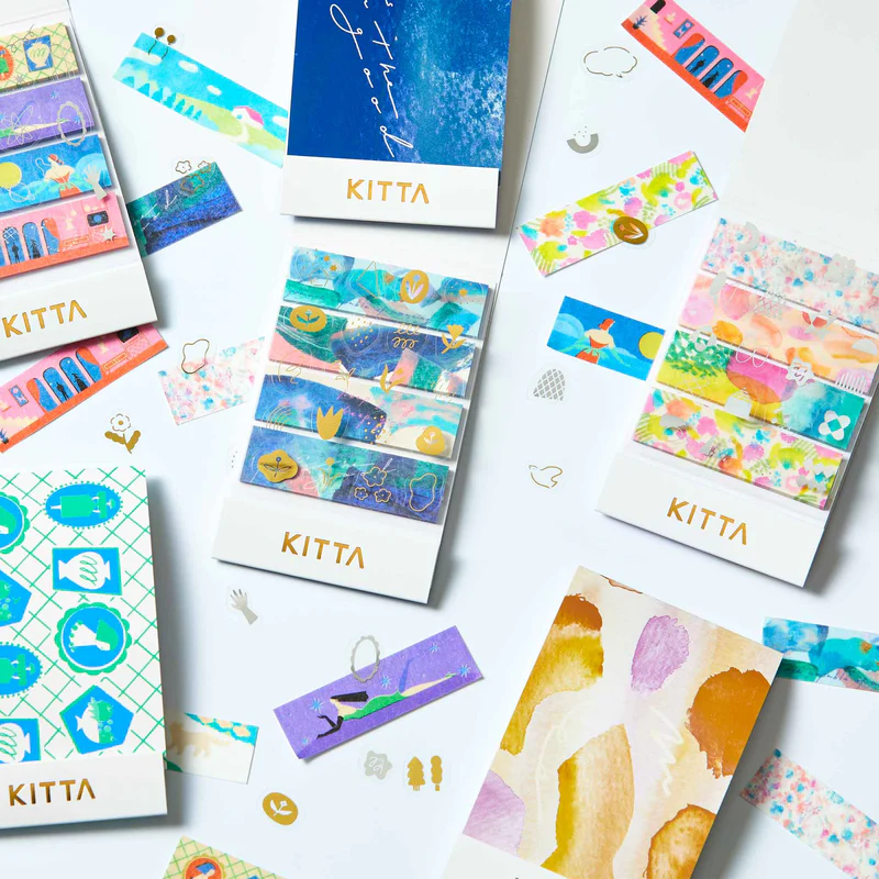 KITTA Washi Tape in Collage Suisai (Silver Foil) — KITTA washi tape — decorative Japanese paper tape for journaling and craft, at Cityluxe Singapore