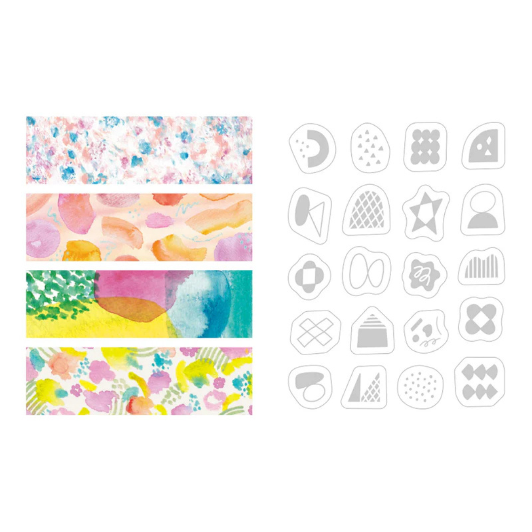 KITTA Washi Tape in Collage Suisai (Silver Foil) — KITTA washi tape — decorative Japanese paper tape for journaling and craft, at Cityluxe Singapore