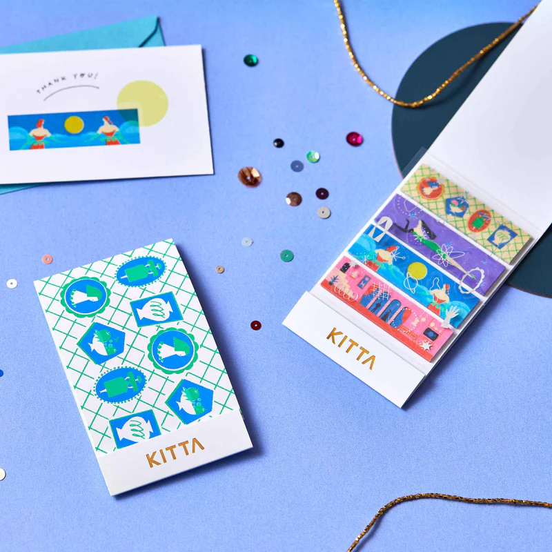 KITTA Washi Tape in Collage Waxy (Silver Foil) — KITTA washi tape — decorative Japanese paper tape for journaling and craft, at Cityluxe Singapore