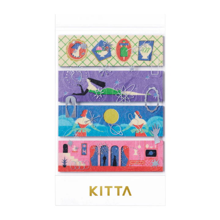 KITTA Washi Tape in Collage Waxy (Silver Foil) — KITTA washi tape — decorative Japanese paper tape for journaling and craft, at Cityluxe Singapore