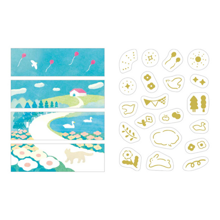 KITTA Washi Tape in Collage Oka (Gold Foil) — KITTA washi tape — decorative Japanese paper tape for journaling and craft, at Cityluxe Singapore