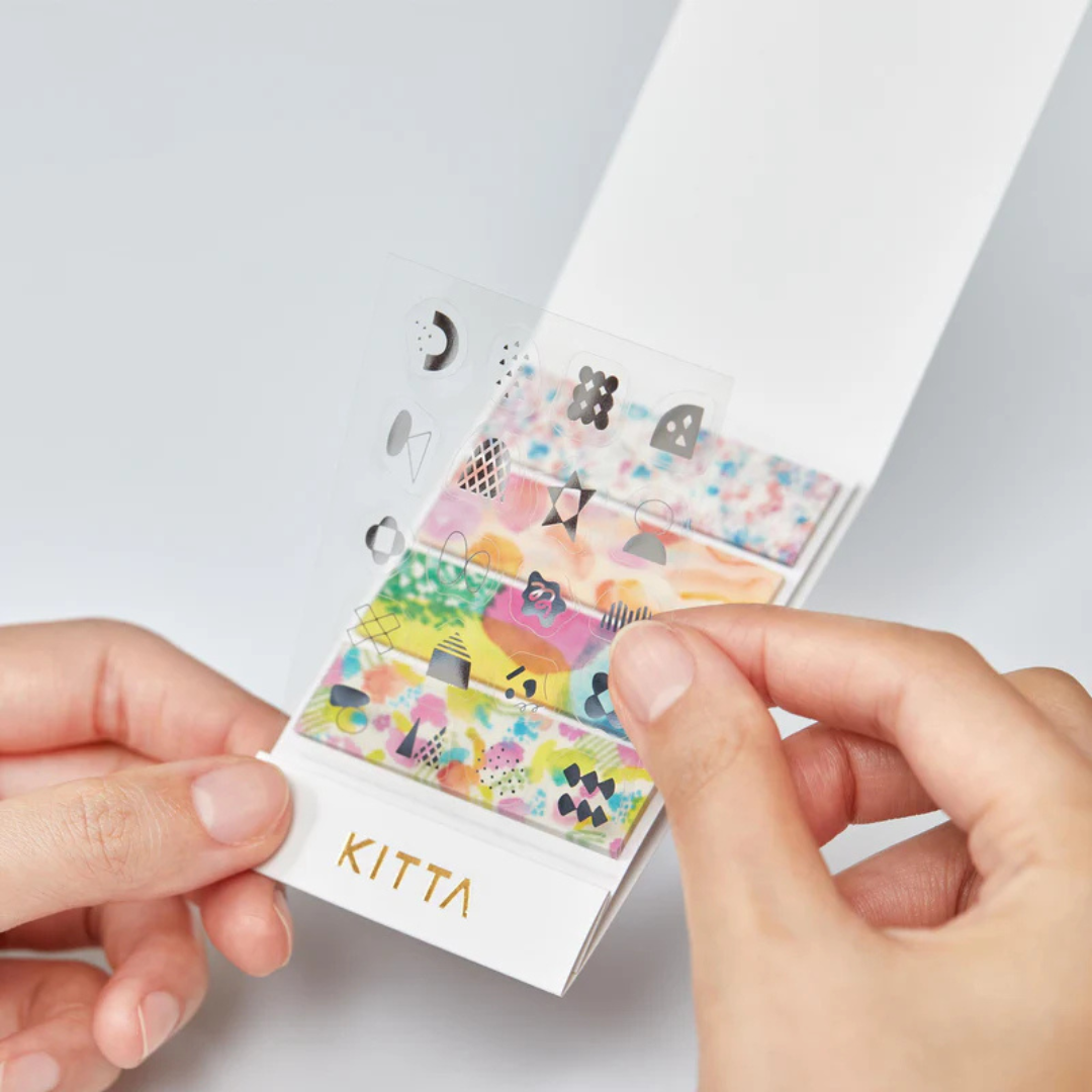 KITTA Washi Tape in Collage Message (Gold Foil) — KITTA washi tape — decorative Japanese paper tape for journaling and craft, at Cityluxe Singapore