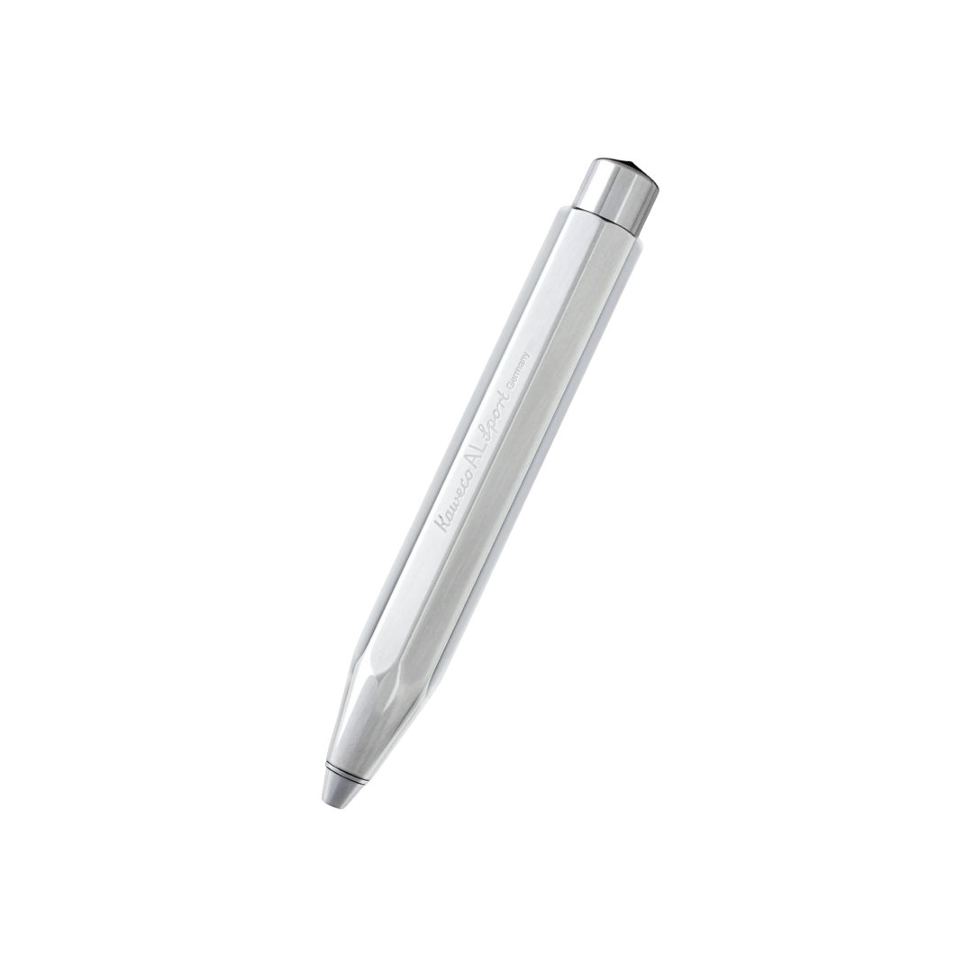 Kaweco AL Sport Ballpoint Pen - Raw Aluminium — uncapped with cap posted