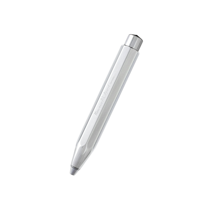 Kaweco AL Sport Ballpoint Pen - Raw Aluminium — uncapped with cap posted