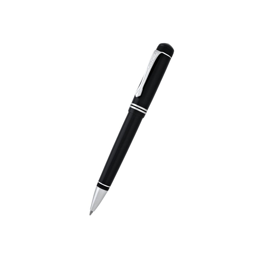 Kaweco DIA2 Ballpoint Pen - Black with Chrome Trim — uncapped with cap posted