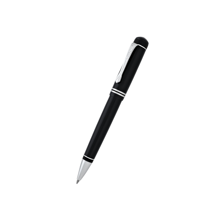 Kaweco DIA2 Ballpoint Pen - Black with Chrome Trim — uncapped with cap posted