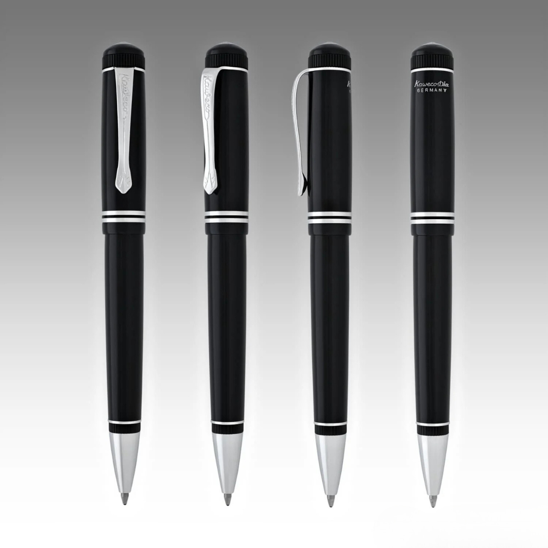 Kaweco DIA2 Ballpoint Pen - Black with Chrome Trim — flat lay