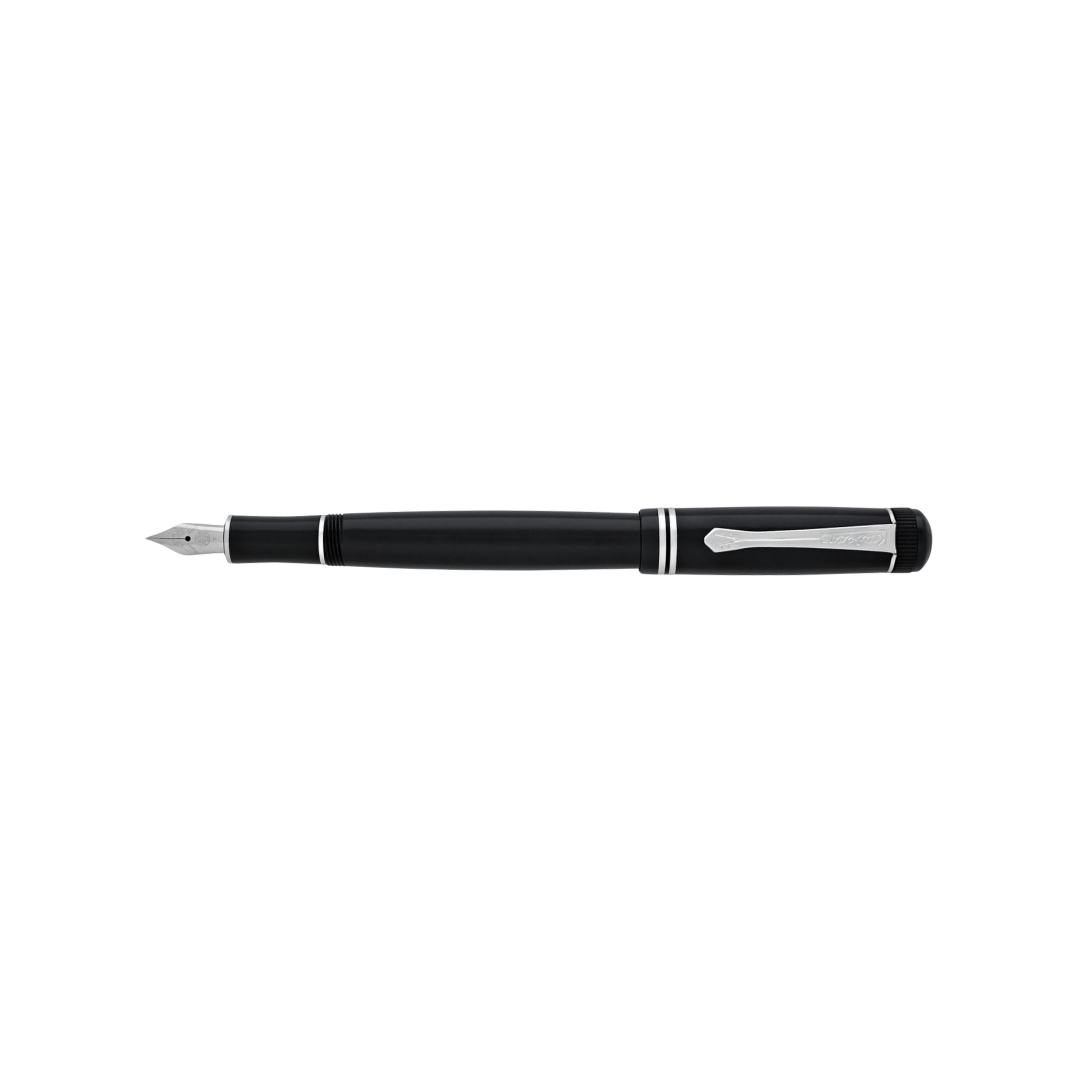 Kaweco DIA2 Fountain Pen - Black with Chrome Trim — flat lay