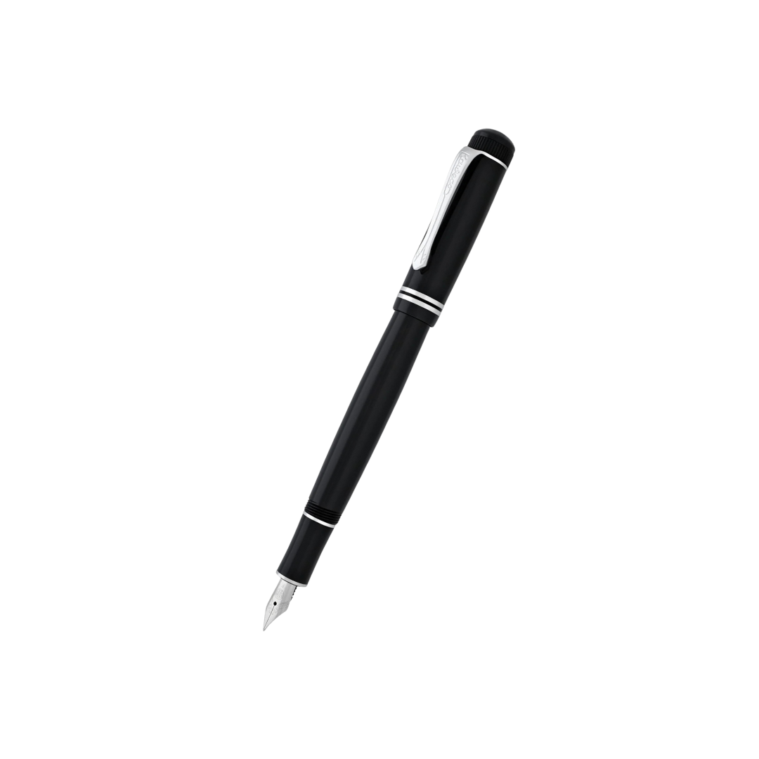 Kaweco DIA2 Fountain Pen - Black with Chrome Trim — uncapped with cap posted