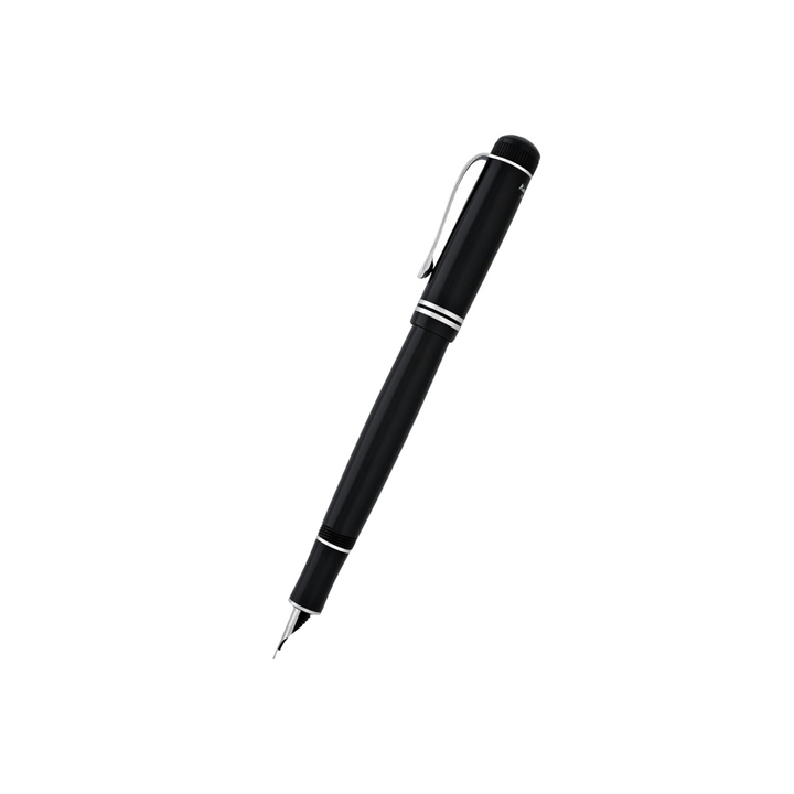 Kaweco DIA2 Fountain Pen - Black with Chrome Trim — writing at an angle