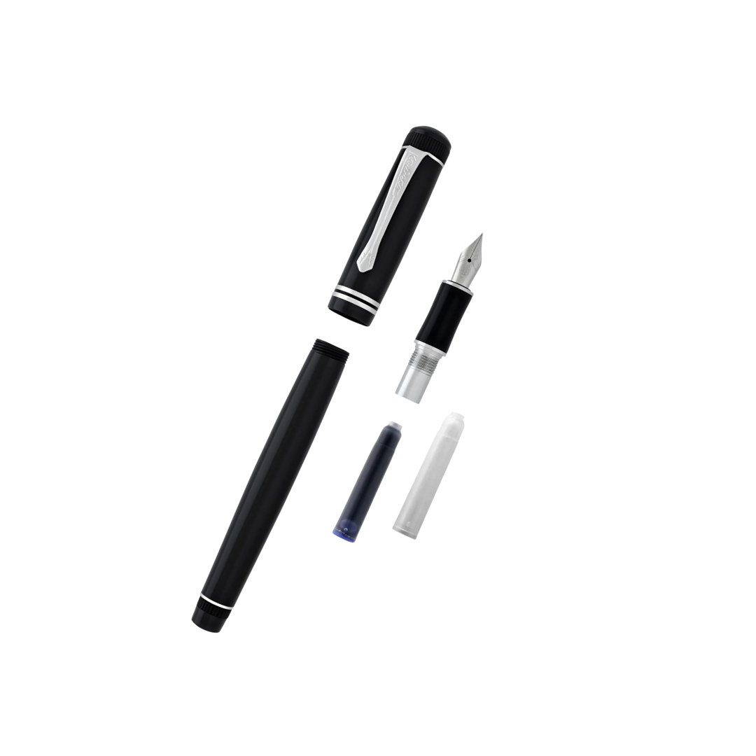 Kaweco DIA2 Fountain Pen - Black with Chrome Trim — barrel detail