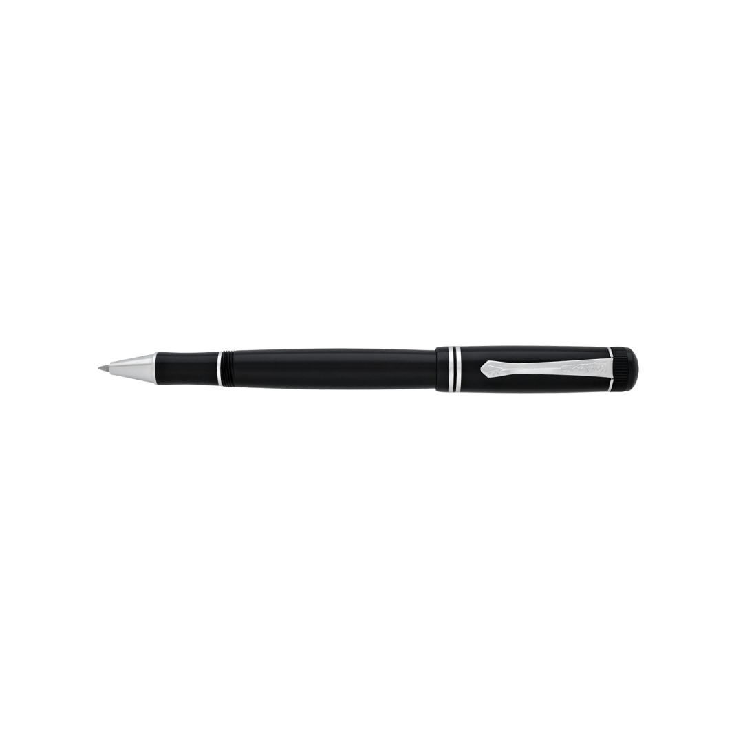 Kaweco DIA2 Rollerball Pen - Black with Chrome Trim — flat lay