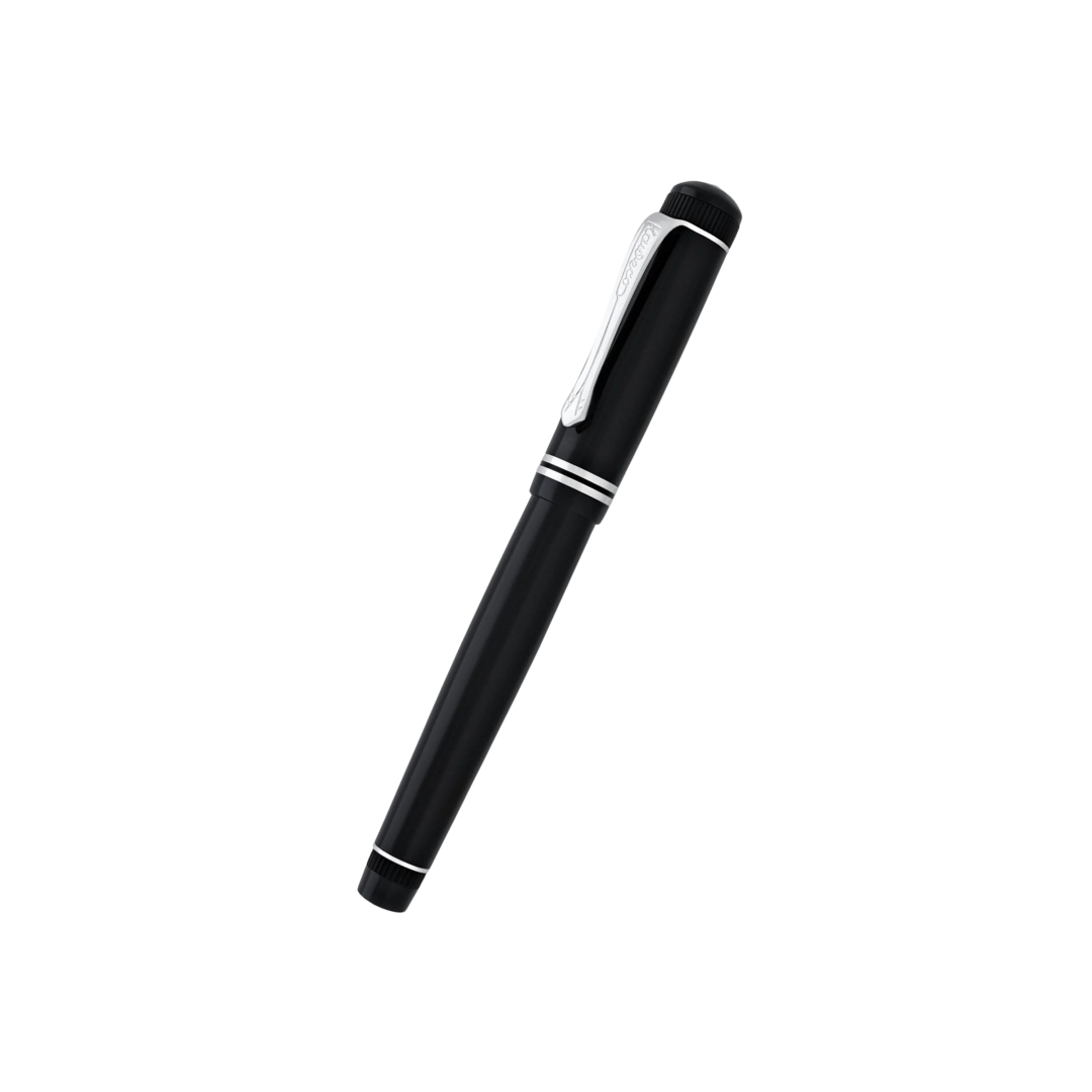 Kaweco DIA2 Rollerball Pen - Black with Chrome Trim — writing at an angle