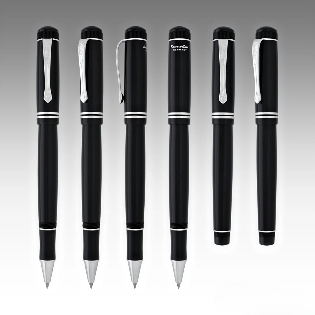 Kaweco DIA2 Rollerball Pen - Black with Chrome Trim — flat lay