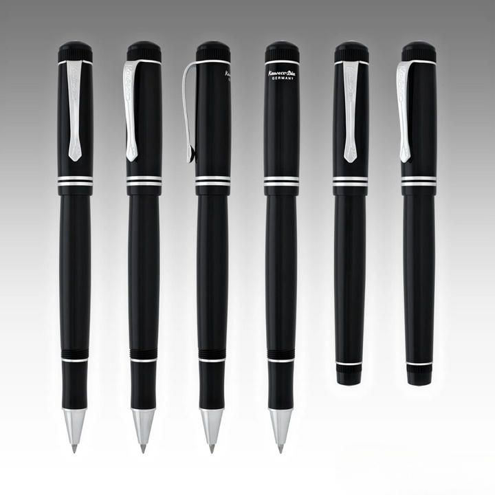 Kaweco DIA2 Rollerball Pen - Black with Chrome Trim — flat lay
