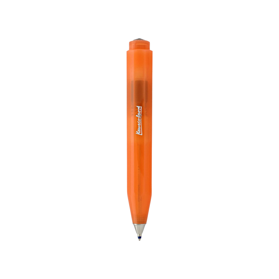 Kaweco Frosted Sport Ballpoint Pen - Soft Mandarin — writing at an angle