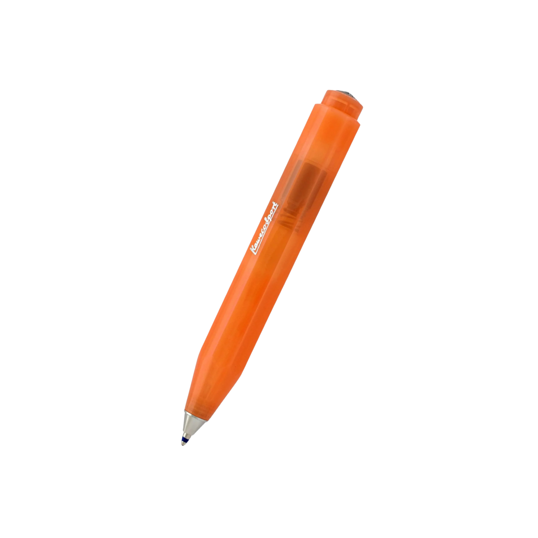 Kaweco Frosted Sport Ballpoint Pen - Soft Mandarin — uncapped with cap posted