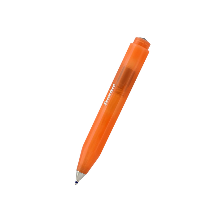 Kaweco Frosted Sport Ballpoint Pen - Soft Mandarin — uncapped with cap posted
