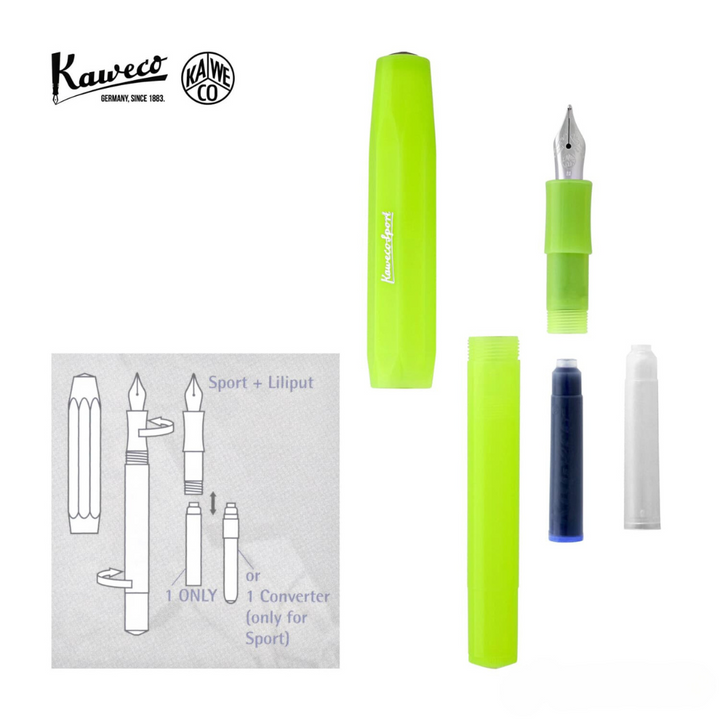 Kaweco Frosted Sport Fountain Pen - Fine Lime
