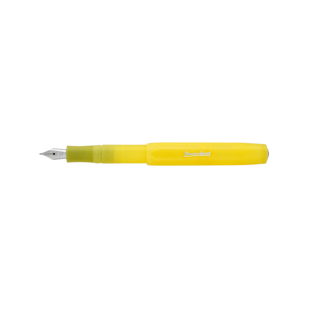 Kaweco Frosted Sport Fountain Pen - Sweet Banana — flat lay