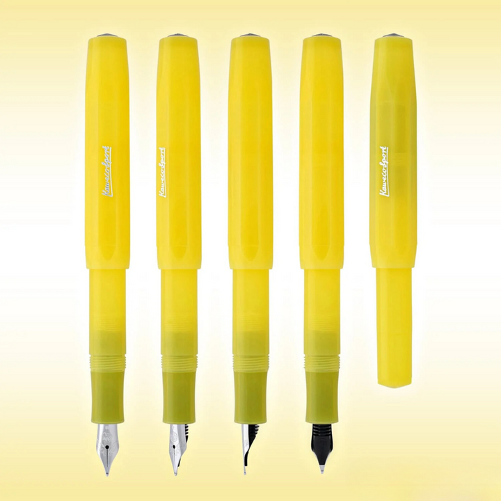 Kaweco Frosted Sport Fountain Pen - Sweet Banana — flat lay