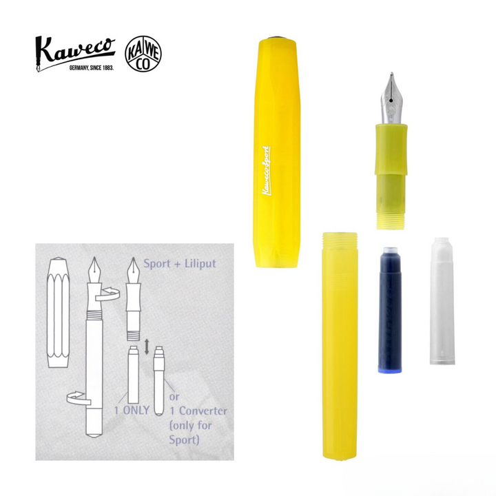Kaweco Frosted Sport Fountain Pen - Sweet Banana — flat lay