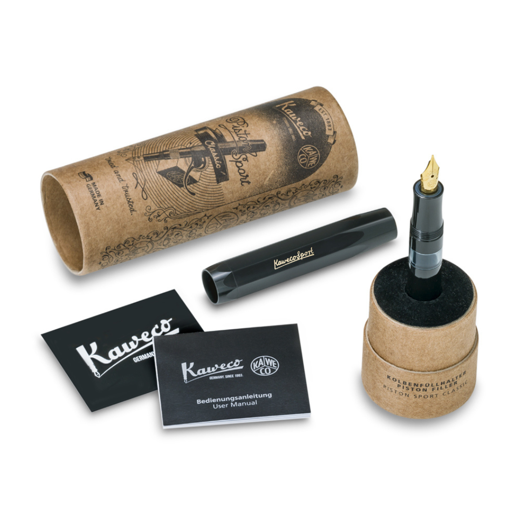 Kaweco Piston Sport Classic Fountain Pen - Black with Gold Nib
