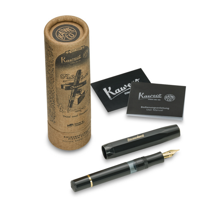 Kaweco Piston Sport Classic Fountain Pen - Black with Gold Nib