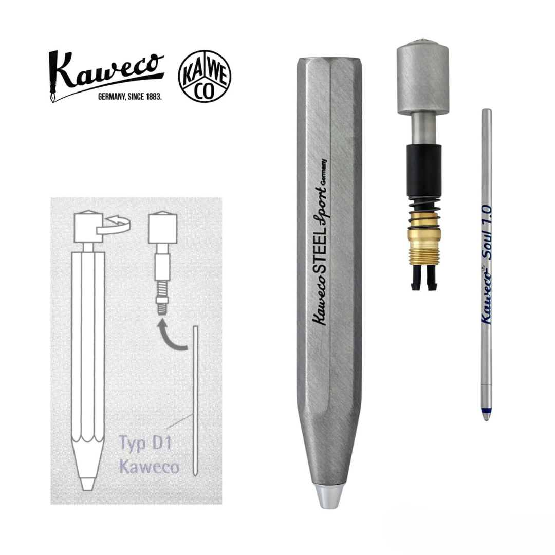 Kaweco Steel Sport Ballpoint Pen — Kaweco ballpoint pen — reliable smooth-writing everyday pen, at Cityluxe Singapore